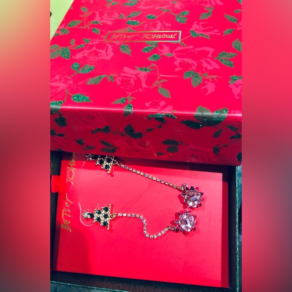 Betsey Johnson gold plated Christmas tree and pink rose gold ornament necklace - Picture 4 of 11